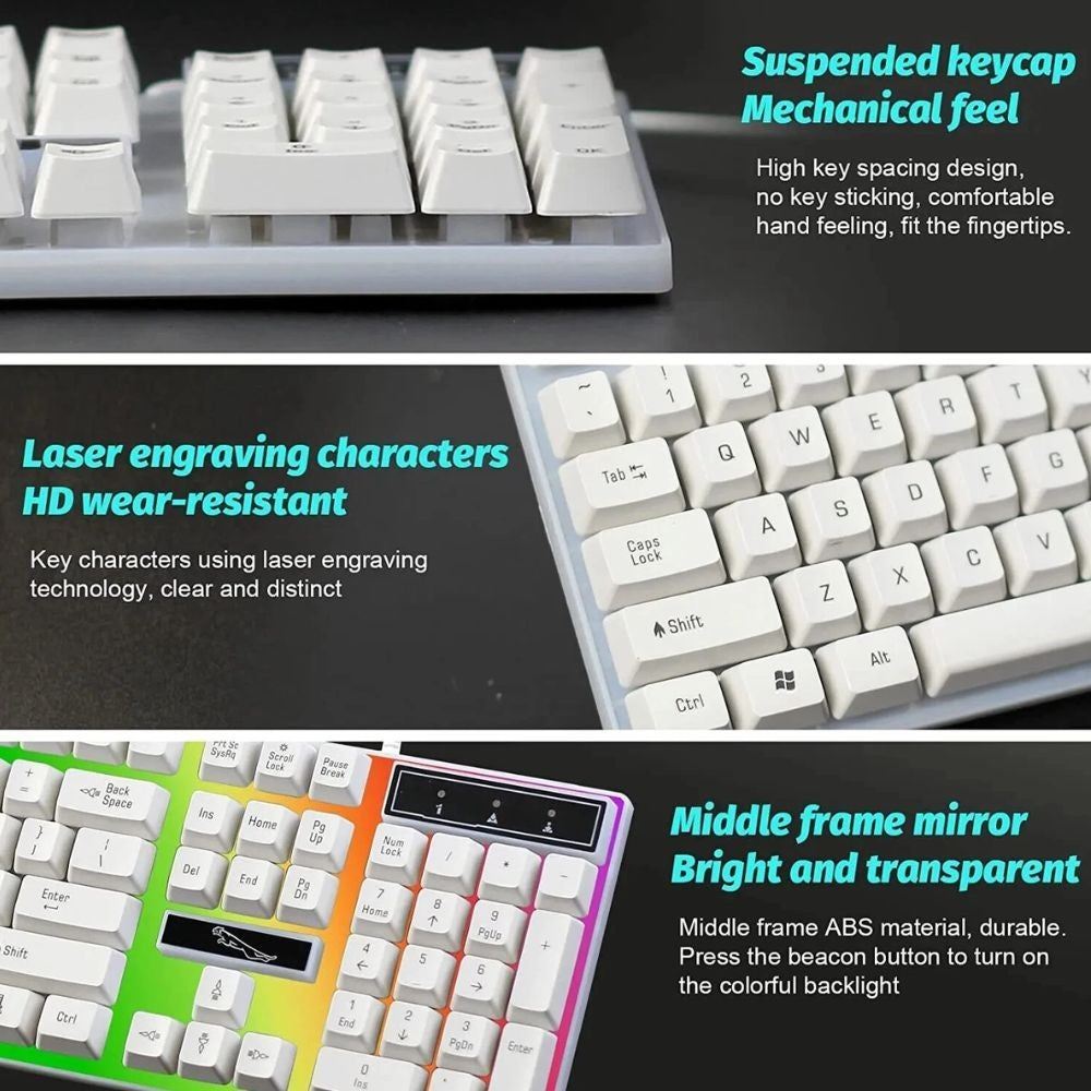 Gaming Keyboard Mouse Set Rainbow LED Wired USB For PC Laptop PS4 One 360UK