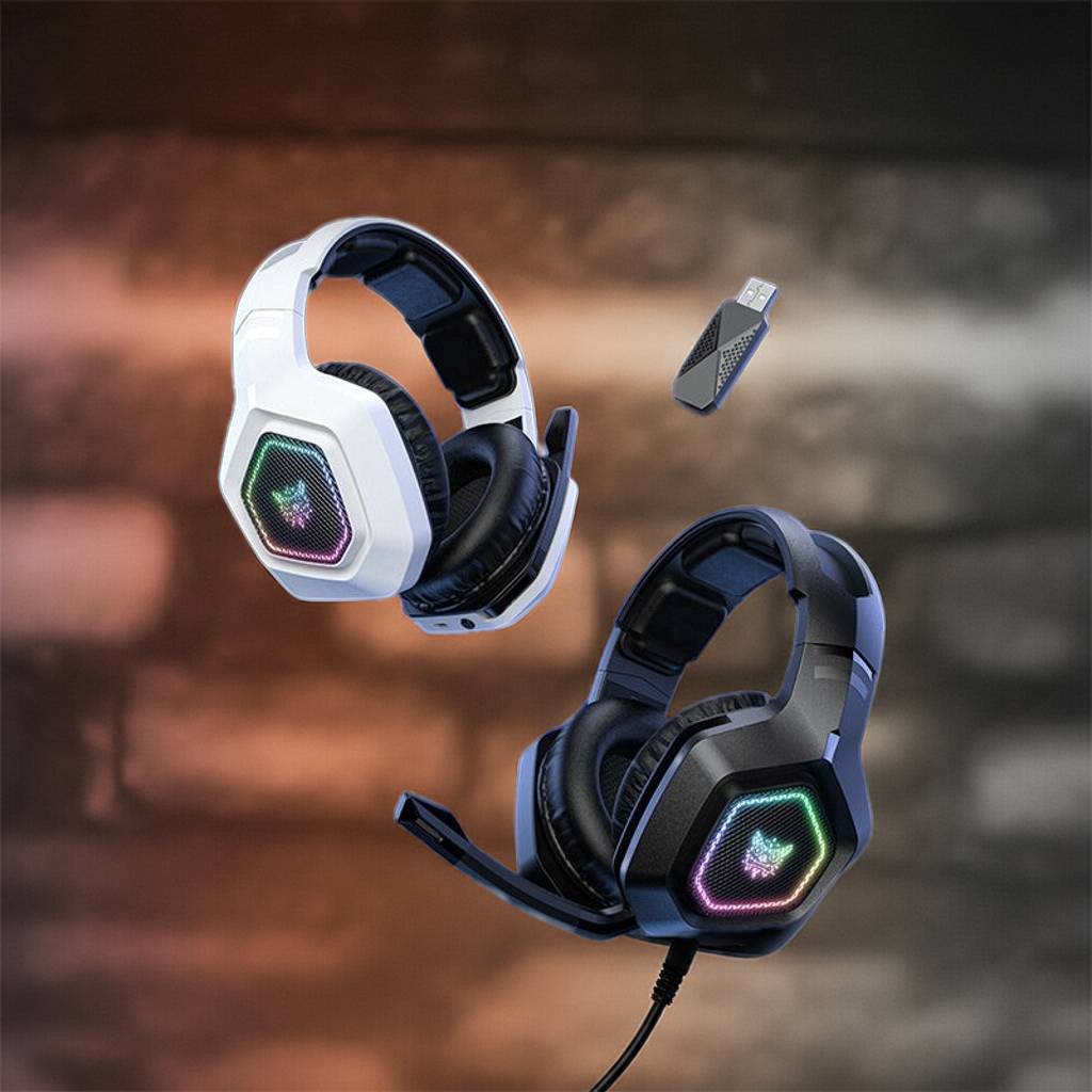 Wireless Gaming Headset Wearing Bluetooth 24g Headset RGB Luminous Headphones